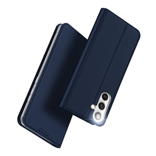 Чехол книжка из PU кожи синего цвета от Dux Ducis для Samsung Galaxy S25 FE, серия Skin Pro Series Case