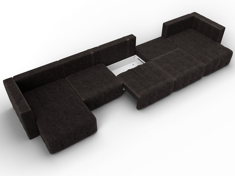 Диван П-образный Лига-052 НПБ МегаЛонг, BRUT 17 ВЕЛЮР коричневый