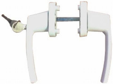 Ручка двухсторонняя оконная алюм. 35 мм, белая с ключом