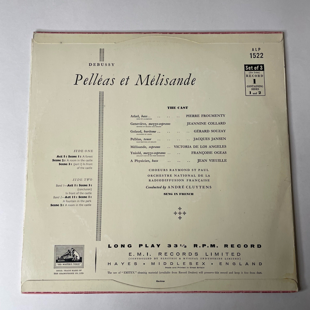 Винтажная виниловая пластинка LP Claude Debussy Pelleas Et Melisande (Англия 1957)