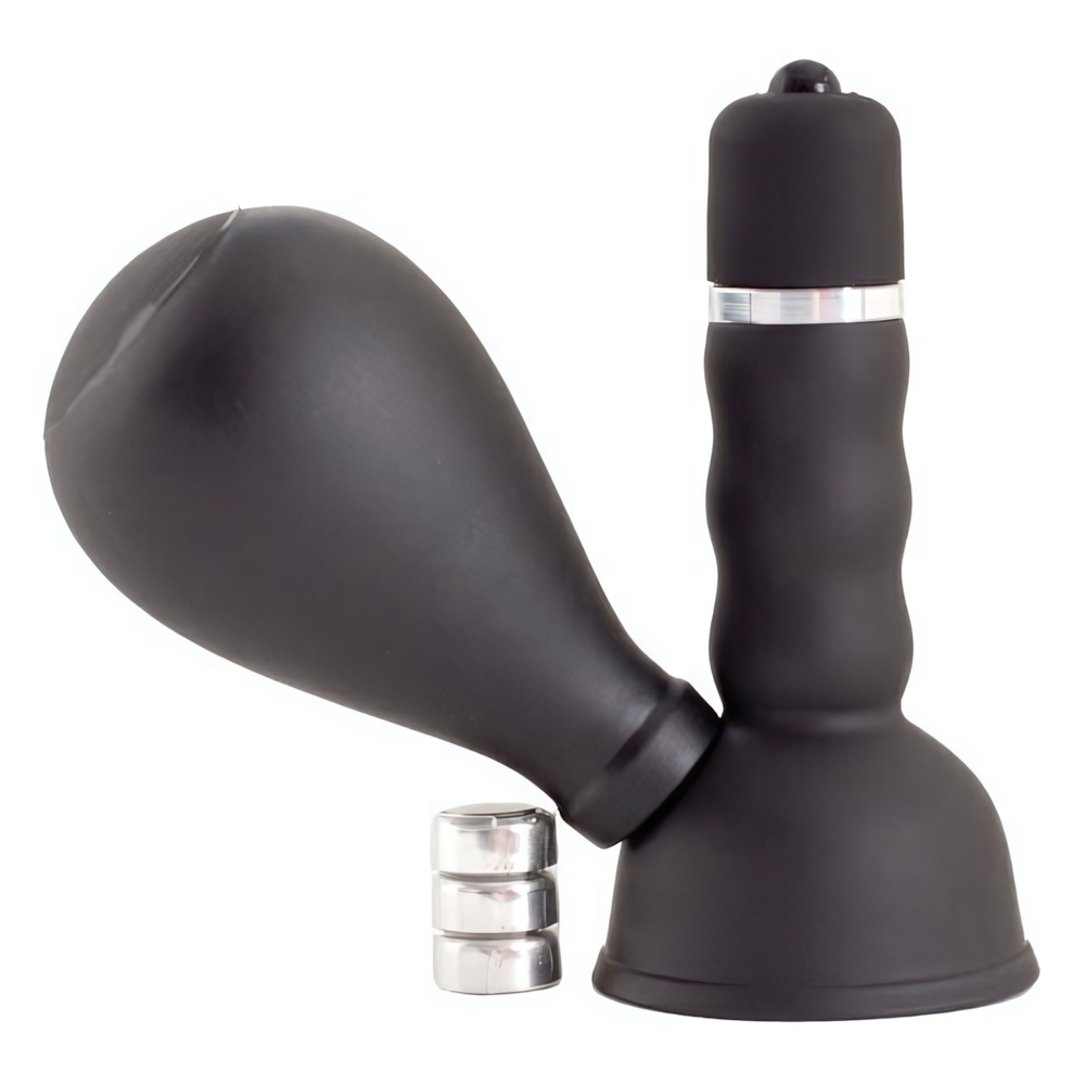Черный вибратор с грушей на сосок (Цвет: черный)