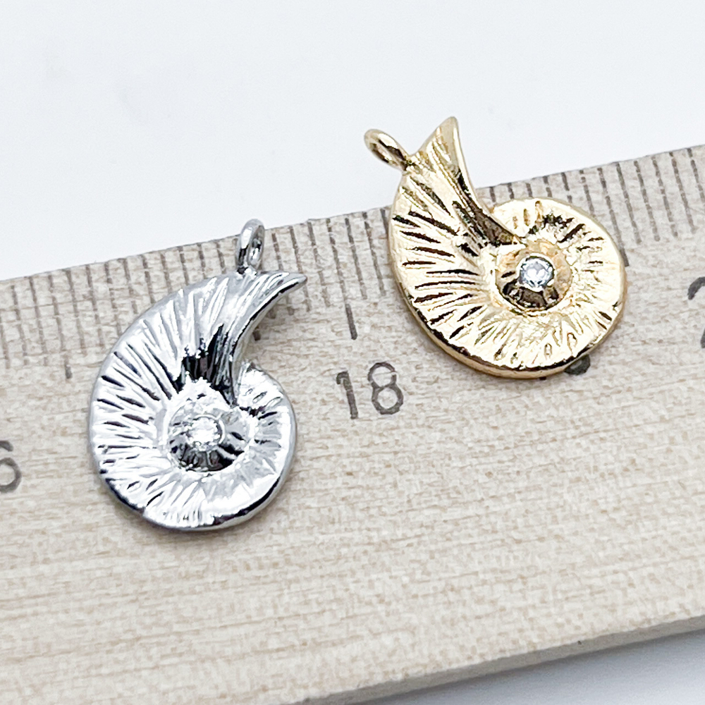 Подвеска Ракушка, цвет золото, фианит, размер 17*11 мм, цена за 1 шт