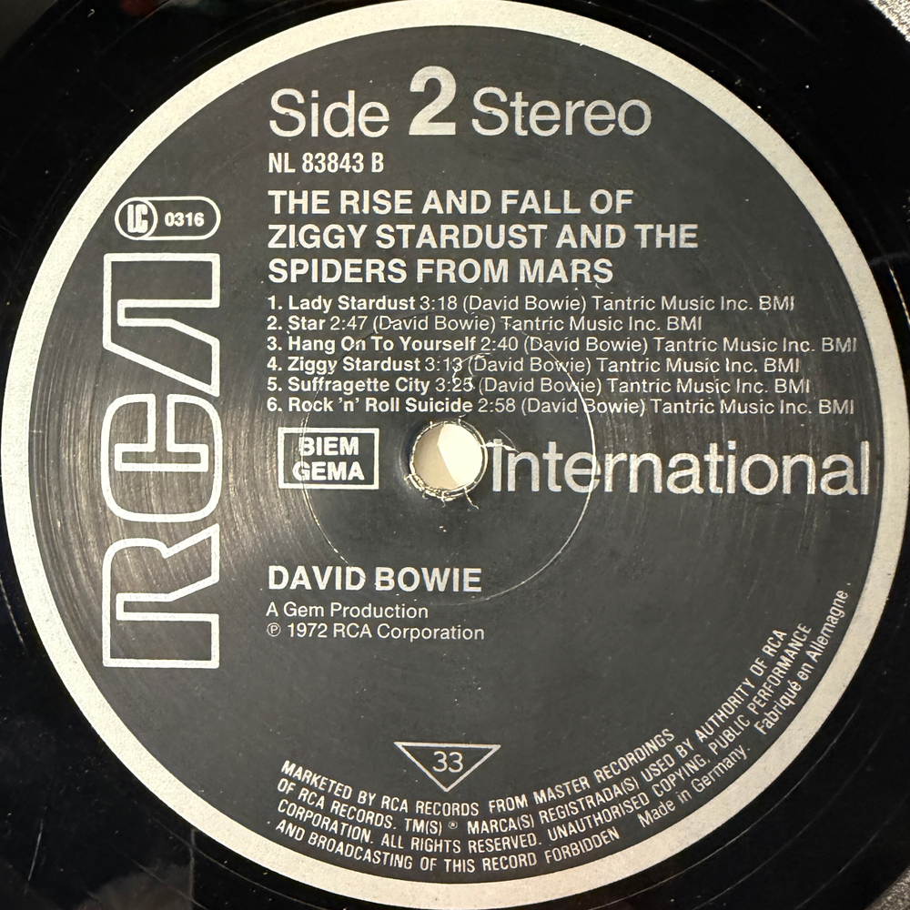 David Bowie ‎– The Rise And Fall Of Ziggy Stardust And The Spiders From Mars (Германия 1983г.) Т