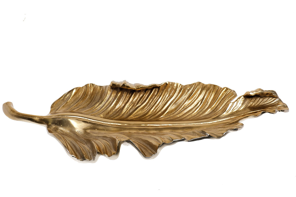 Блюдо декоративное металлическое 58х24х8см Garda Decor Лист золото/хром