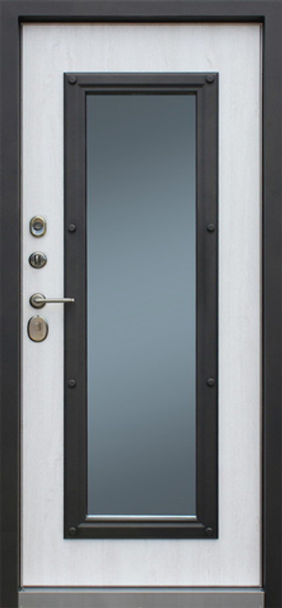 Стальная дверь "Grand Lux light 2" с окном и лазерной резкой (терморазрыв 3к). Заказная модель.