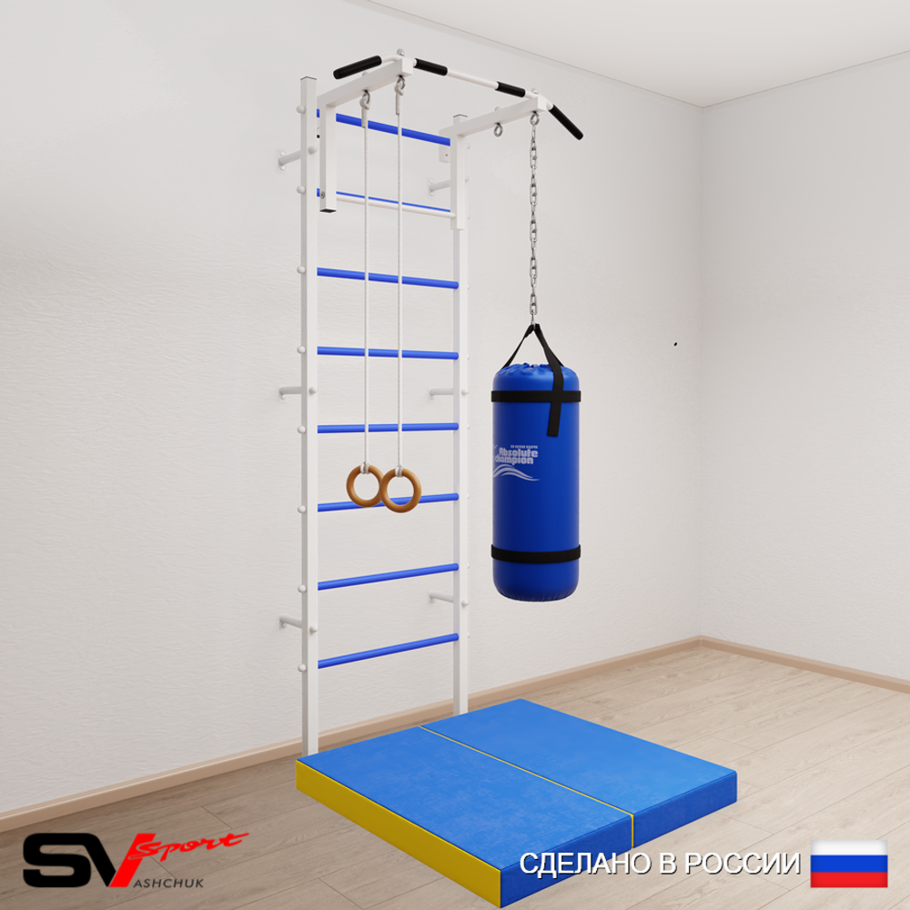 Шведская стенка Sv Sport 5106 (Турник стандарт/Кольца/Цепь/Мешок 22кг/Мат 1м)