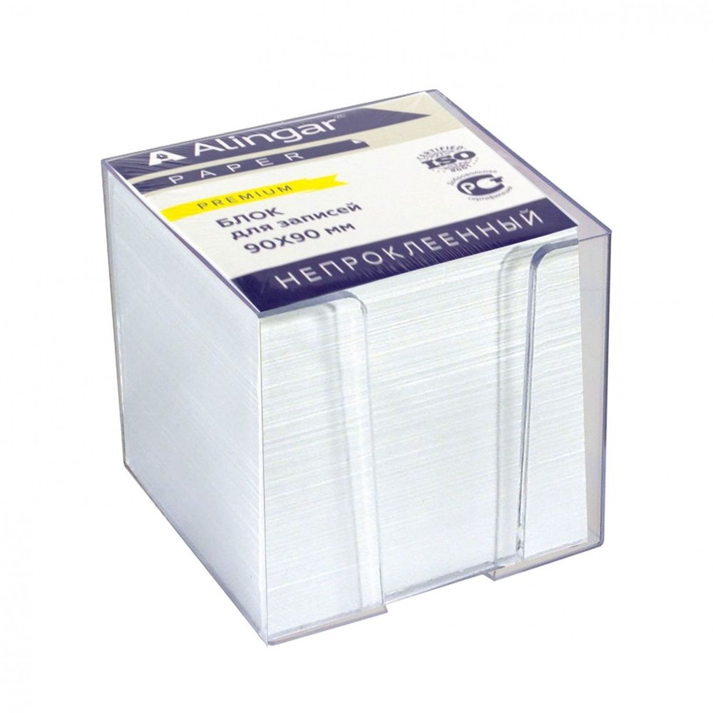 Блок бумажный для записей Alingar &quot;Премиум&quot;, 9*9*9 см, белый, непроклееный, пластиковый бокс