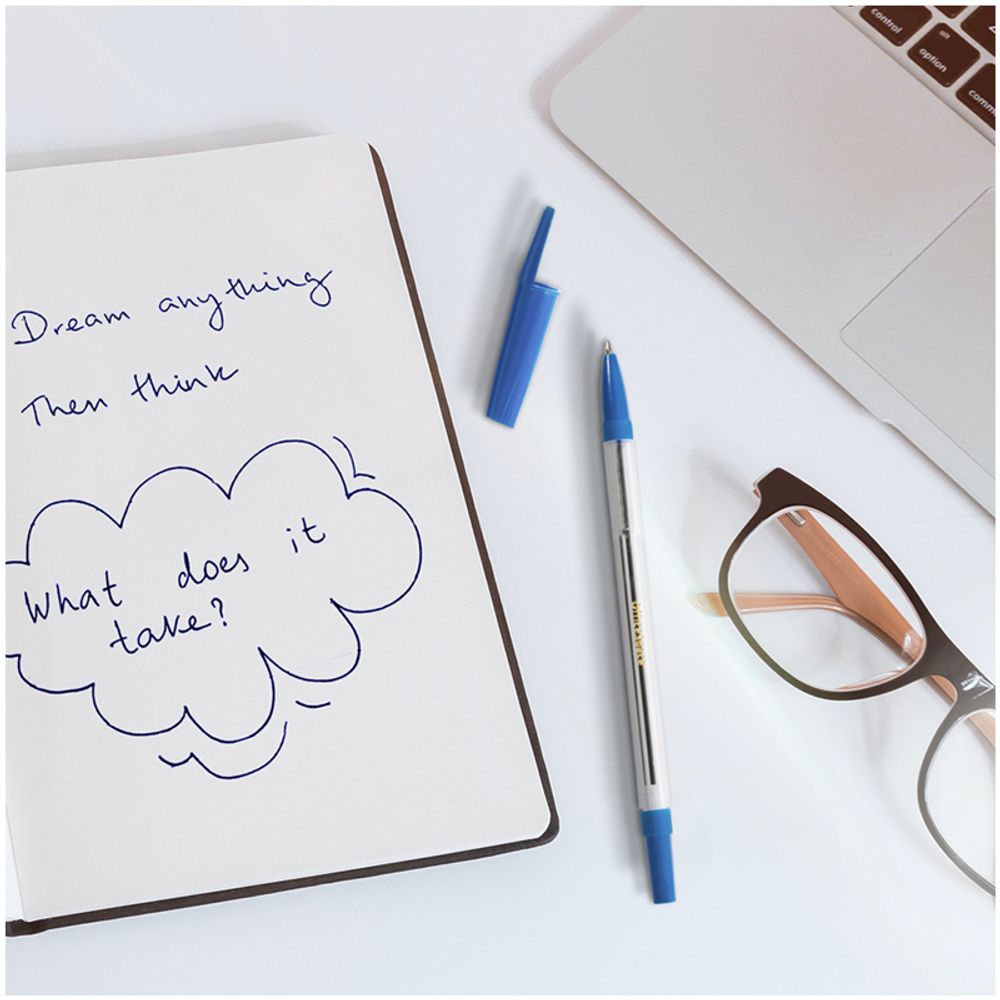 Ручка шариковая OfficeSpace "907" синяя, 1,0мм, прозрачный корпус