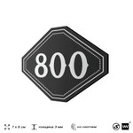 Номерок на дверь квартиры 800, для кабинета, офиса, шильдик 9 х 7 см, черный, Айдентика Технолоджи