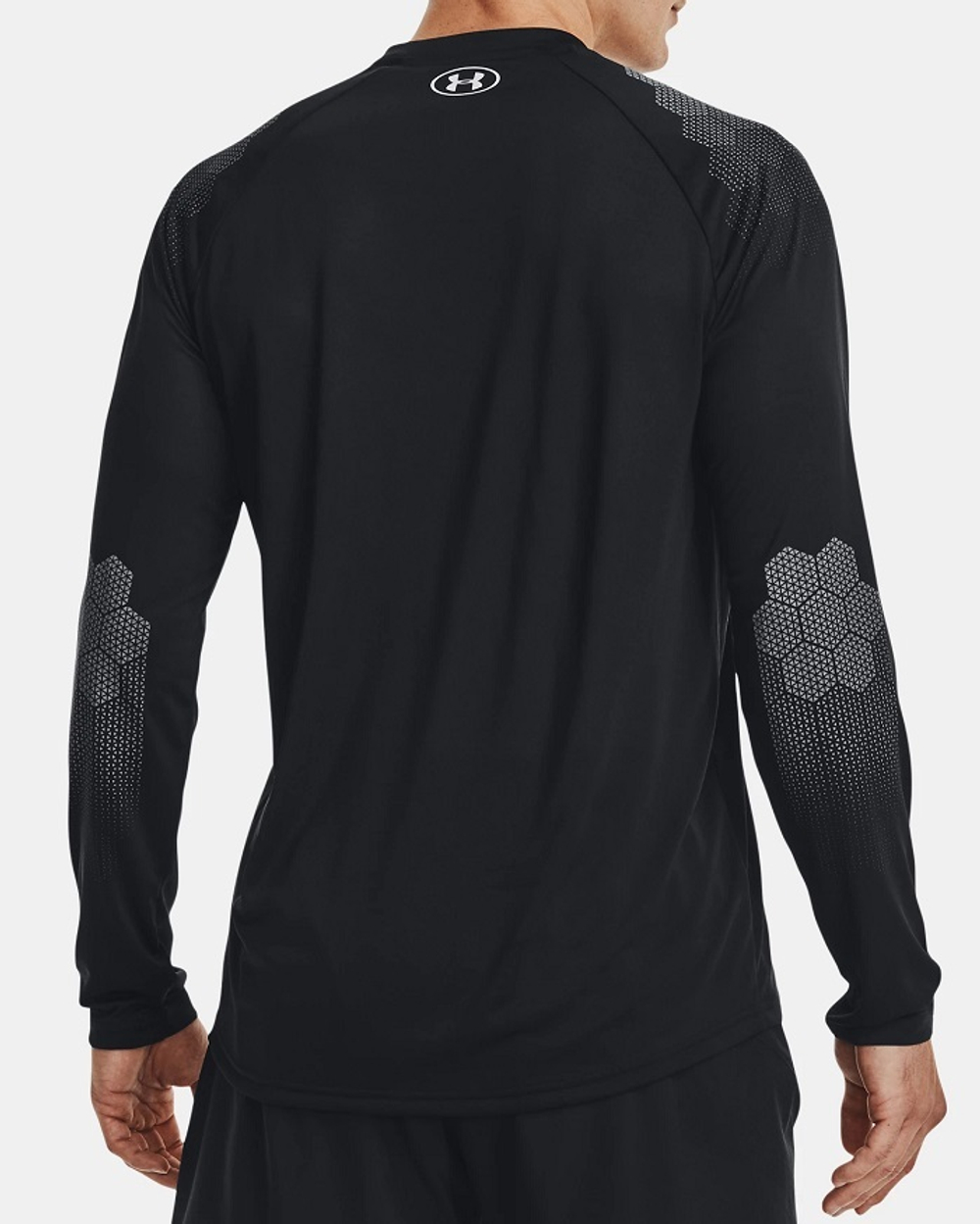 Мужская теннисная футболка теннисная Under Armour Men's UA ArmourPrint Long Sleeve - черный