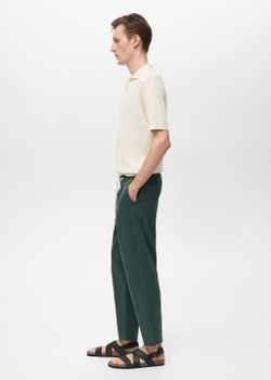 Льняные брюки slim fit со шнурком
