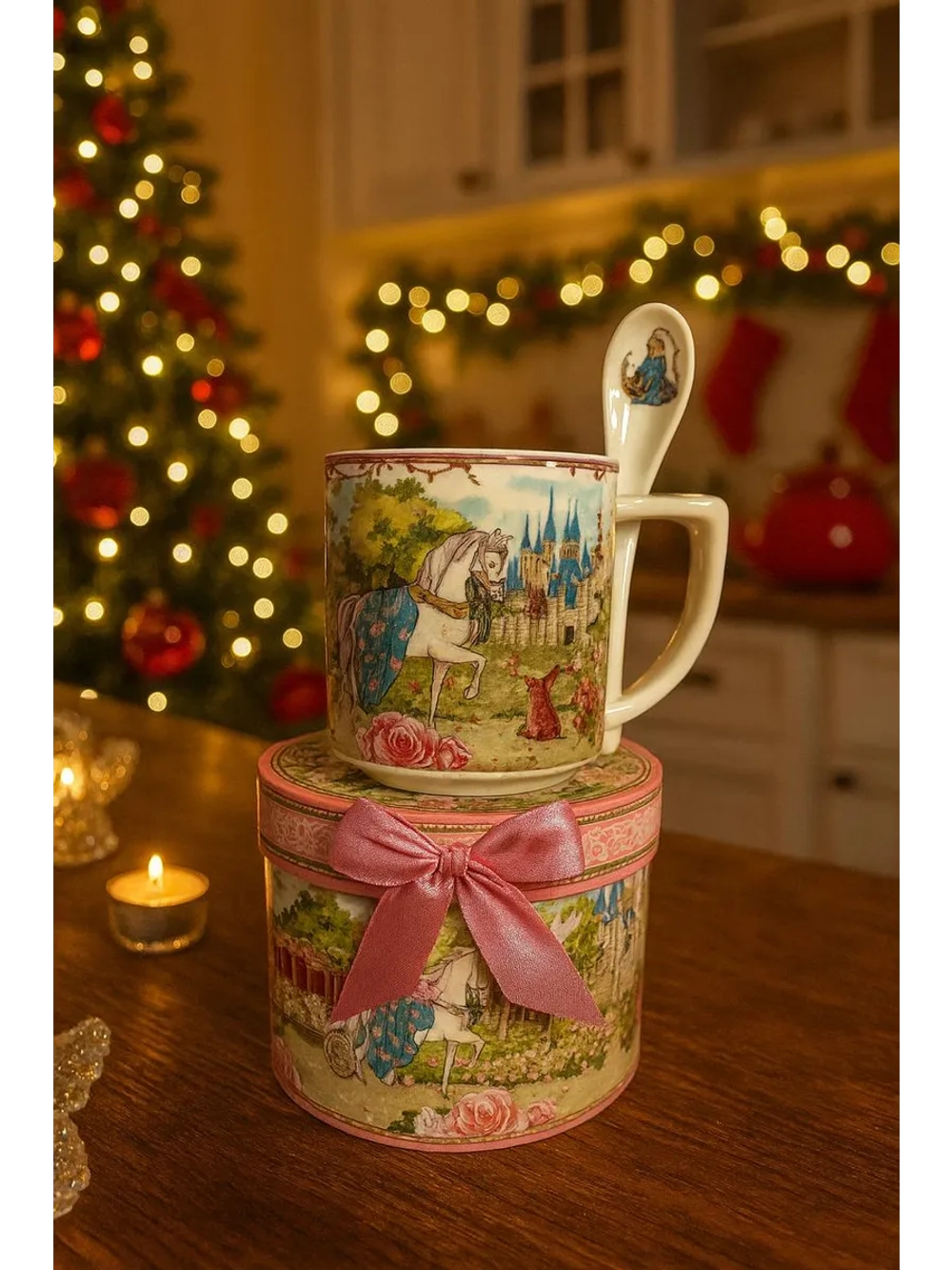 Новогодний подарочный кружка с ложкой