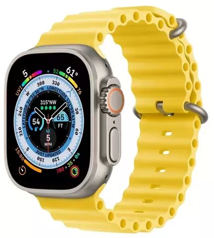 Умные часы Apple Watch Ultra 49 мм корпус из титана, ремешок Ocean жёлтого цвета