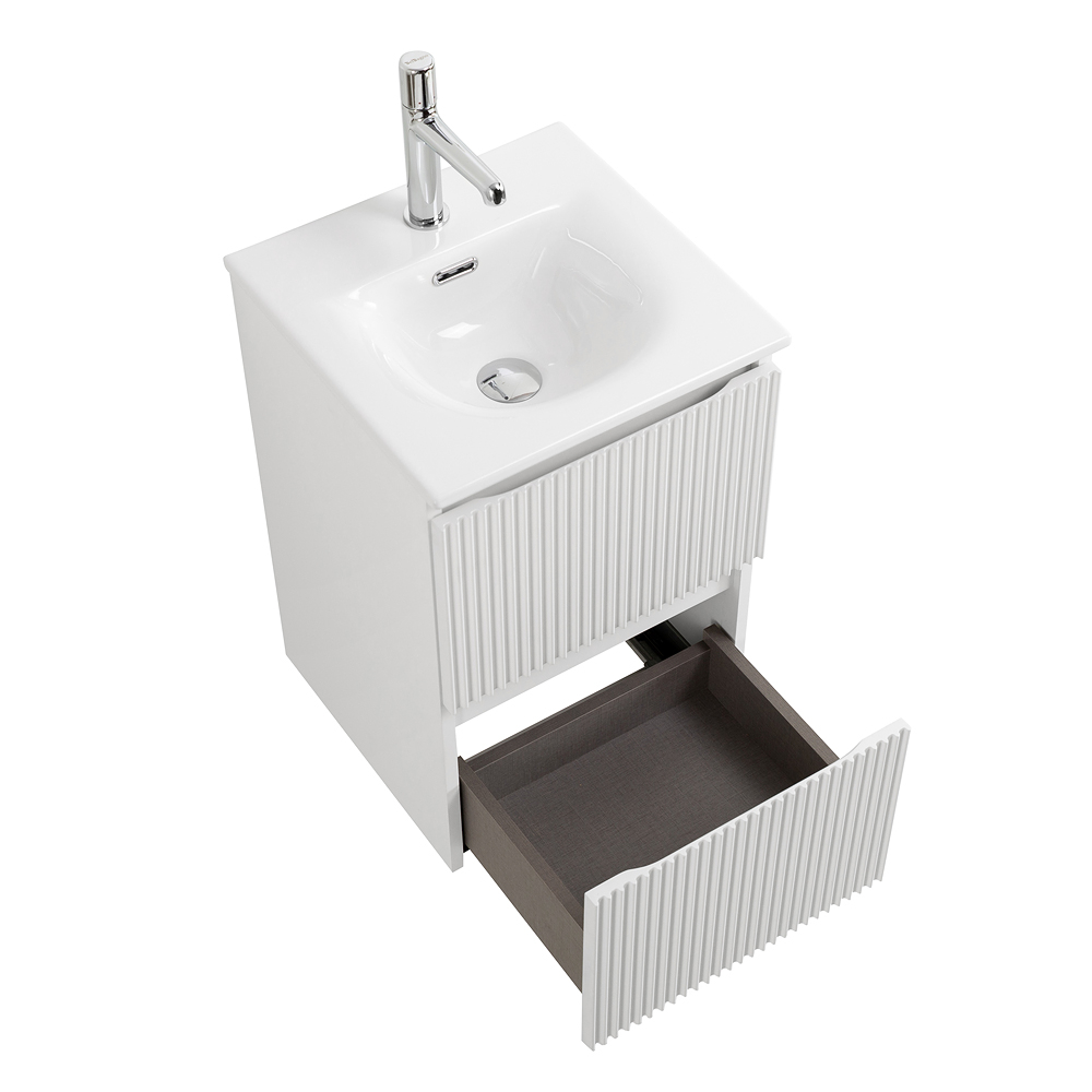 Тумба с раковиной подвесная BelBagno UNO-MINI-400-2C-SO-BO Bianco Opaco, раковина белая BB-8099-3-40