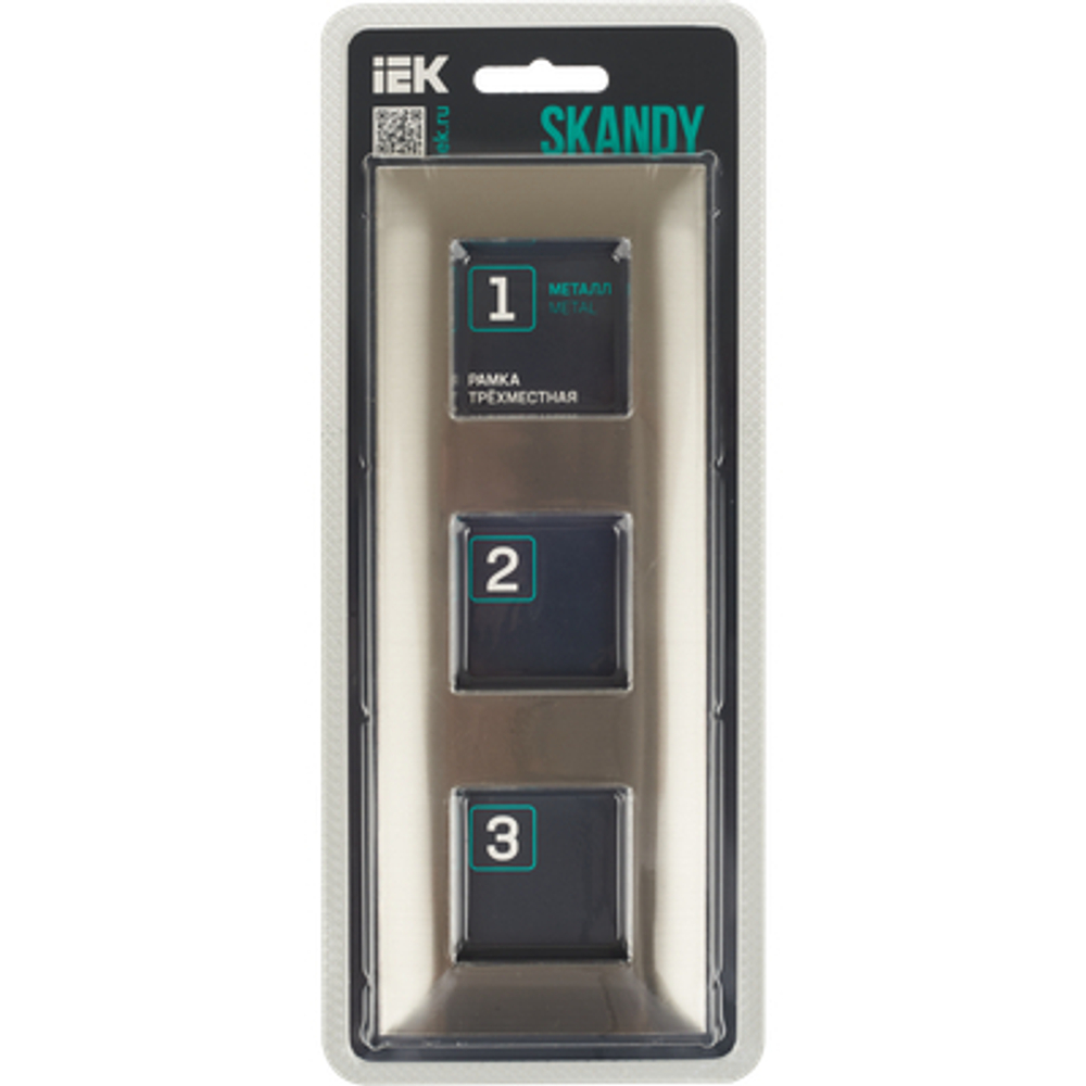SKANDY Рамка 3-местная SK-F33N металл никель IEK