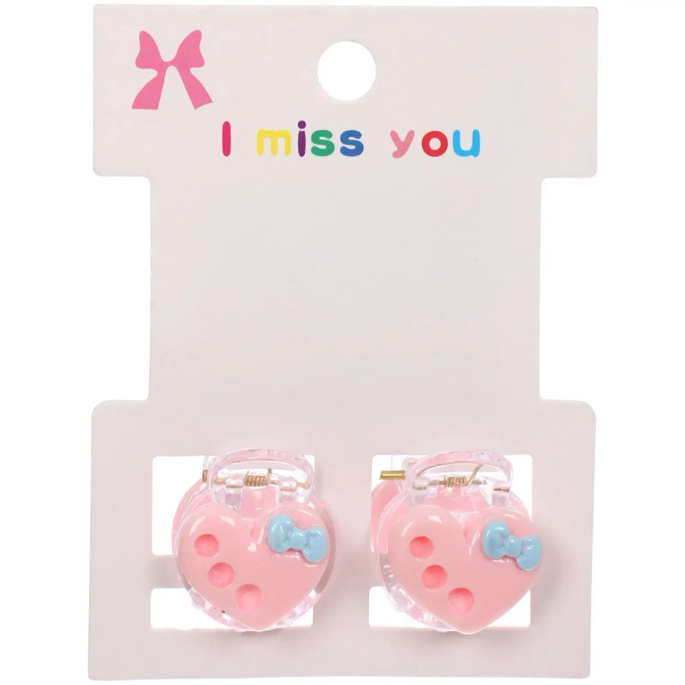 Заколки – крабы детские для волос 2шт на блистере «МАРЦИПАН», Сердце, 1,2см