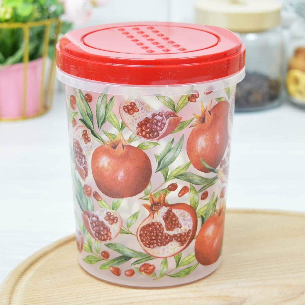 Банка с завинчивающейся крышкой 1л Asti с декором (красный)