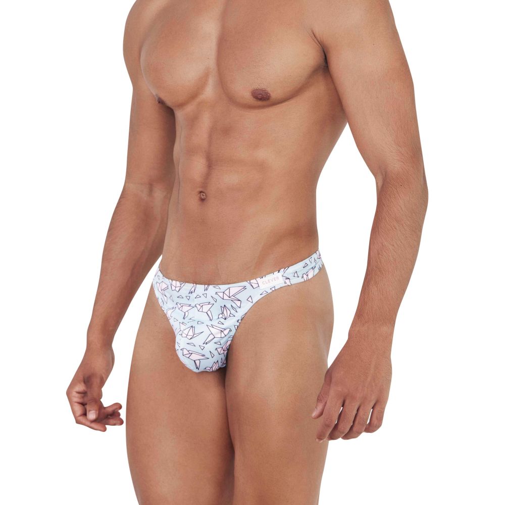 Мужские трусы тонги голубые с принтом Clever FIGURE THONG 146007