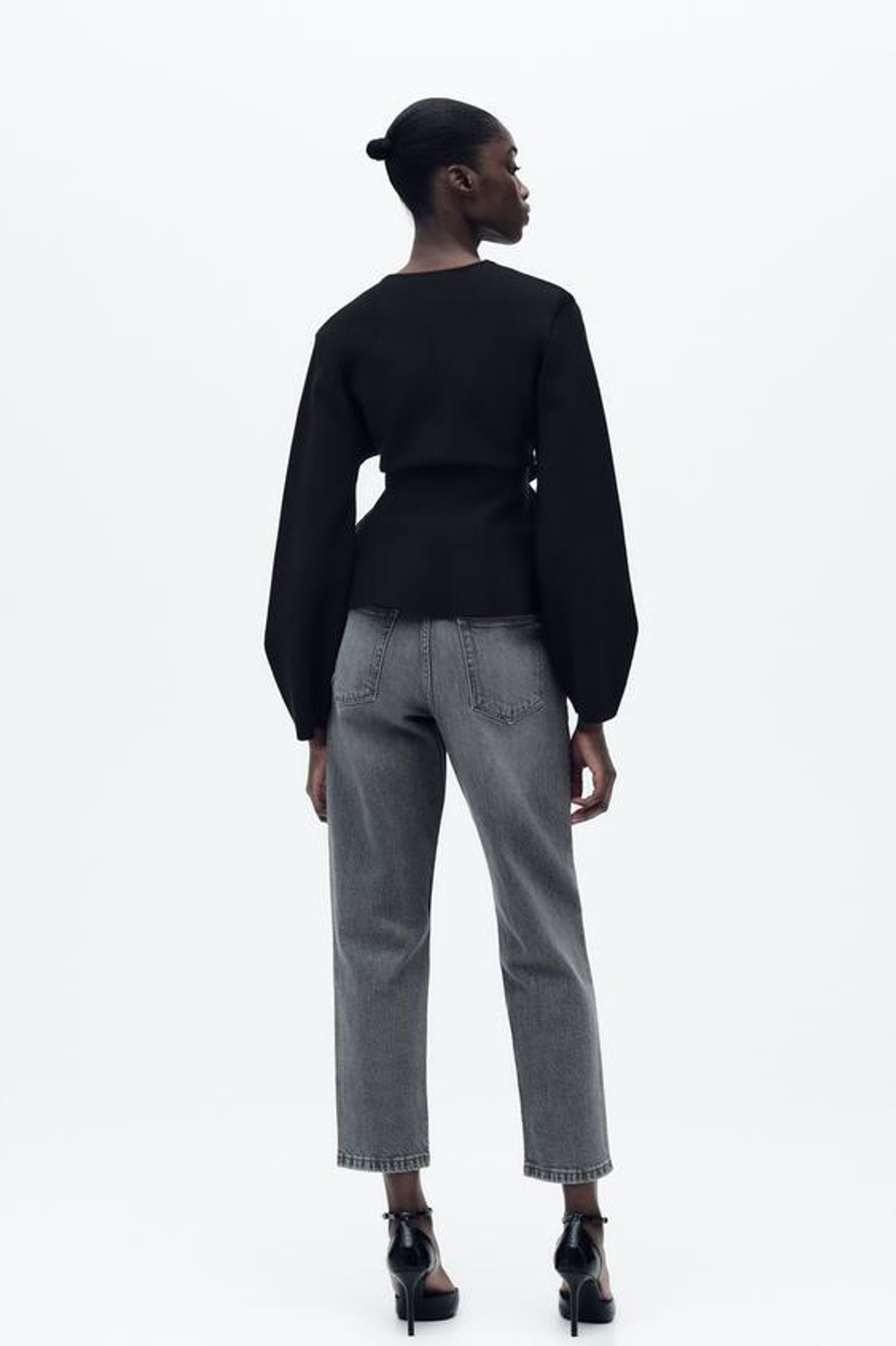 ZARA ДЖИНСЫ Z1975 SLIM MOM FIT С ВЫСОКОЙ ПОСАДКОЙ, СЕРЫЙ