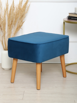 Пуф "Donatello"антивандальный велюр синий/натурал