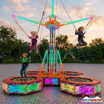 Банджи-батут «Неоновый калейдоскоп», 4-местный, 4,5×4,5×4,5 м