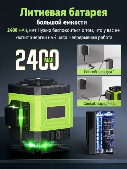 Профессиональный лазерный уровень/нивелир зеленый луч 360 градусов строительный самовыравнивающийся ручной цифровой нивелир для ремонта/8 лучей