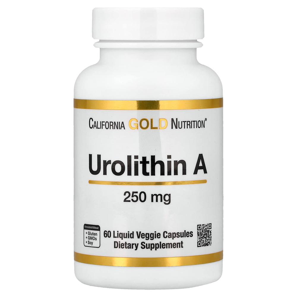 California Gold Nutrition, уролитин A, 250 мг, 60 растительных капсул с жидкостью