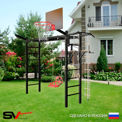 Уличная шведская стенка Sv Sport рукоход У5401К (Турник/Брусья/Со спинкой/Щит баскет/Кронш бокс/Канат/кольца/лестница)