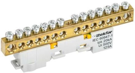 Шина PE "земля" неизол. на универс. держ. 8х12-14-Ж TEKFOR IEK TF-NN20-14-DL-K05