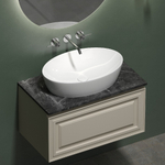 Тумба подвесная Sancos Very, Beige Soft 790х445х406, под столешницу без отверстия под смеситель, цвет Black Sky