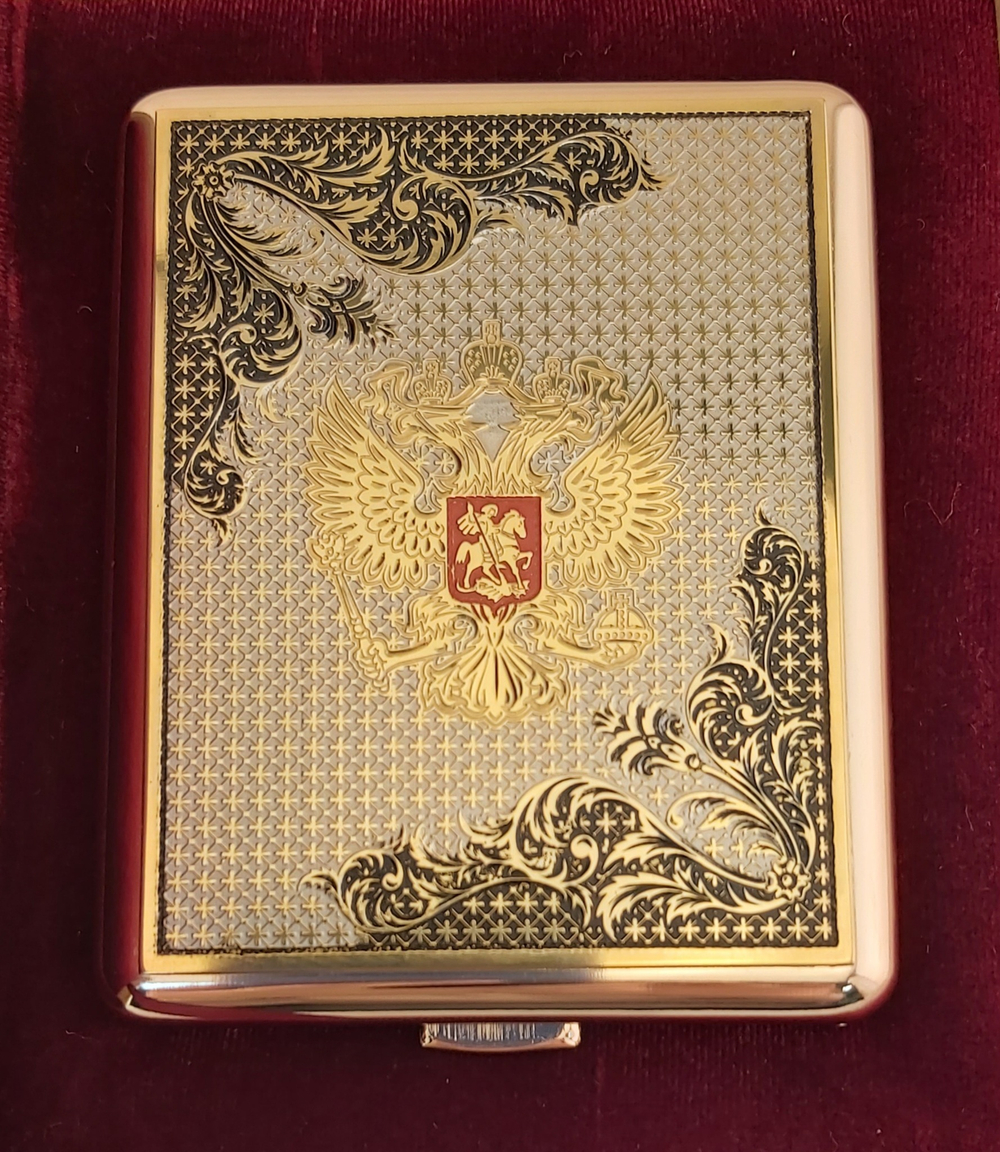 Портсигар "Герб РФ" №2 двусторонний на 20 сигарет