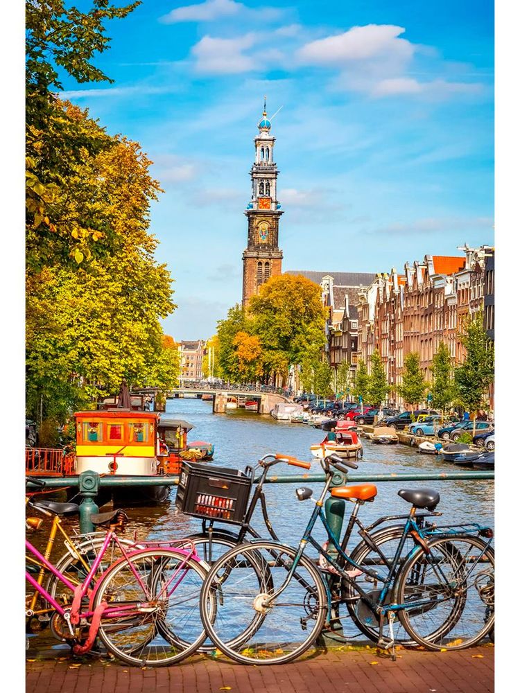 Алмазная мозаика 30х40см. "Велосипеды Амстерда" блест. без подр.,с полн. заполн.(30цв) (Арт.НД-2672)