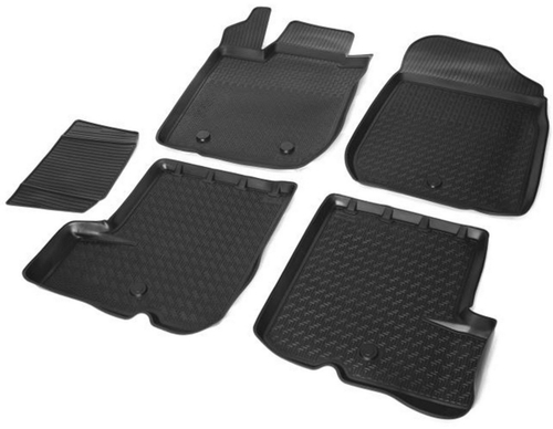 Коврики в салон автомобиля Rival для Renault Sandero I поколение 2009-2014/Sandero Stepway I поколение 2010-2014, полиуретан, с крепежом, 5 частей, 14703001