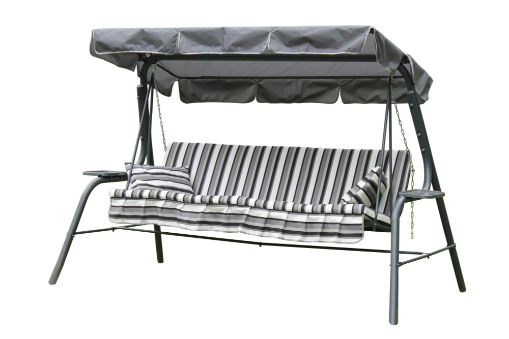 Качели садовые OLSA 3-х местные Стандарт Nova(каркас серый, м/э серый рис.полоска)1 уп.