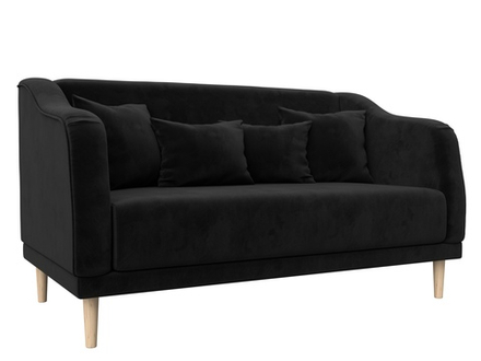 Диван кухонный прямой Киото, Черный, Велюр, 113076