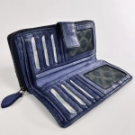 Женский кошелек из натуральной винтажной кожи синего цвета