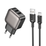 Сетевой адаптер питания BOROFONE BAS51A 2USB 2.4A + кабель Micro (черный)