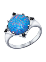 Кольцо из серебра 925 с опалом и фианитами. Размер 18.