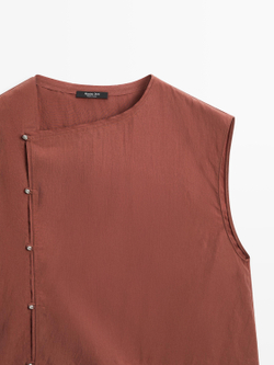 Massimo Dutti Блуза с серебристыми пуговицами сбоку, черепичный