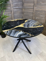 Стол круглый стеклянный "Чёрный Агат"