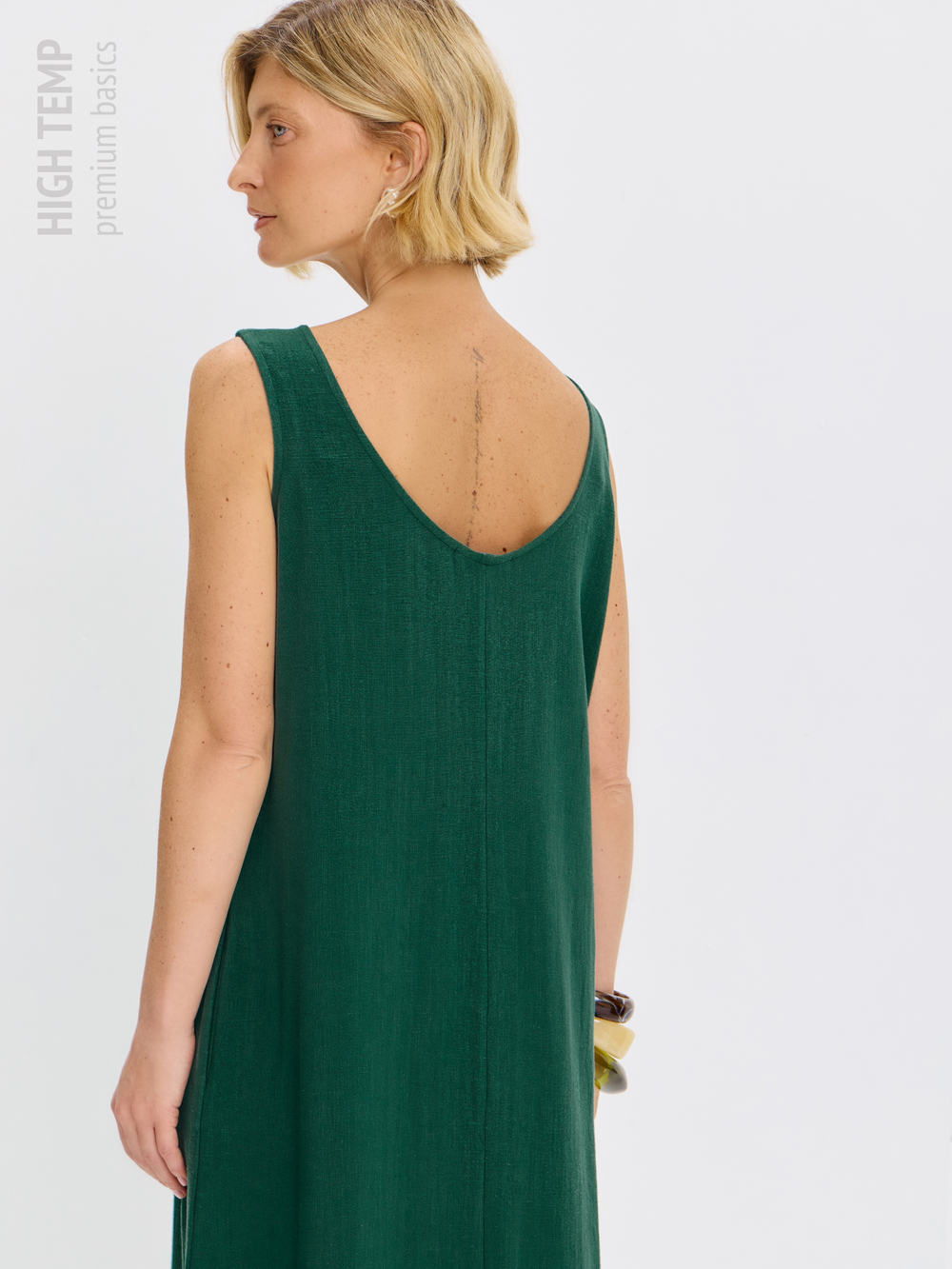 Льняной сарафан макси с карманами