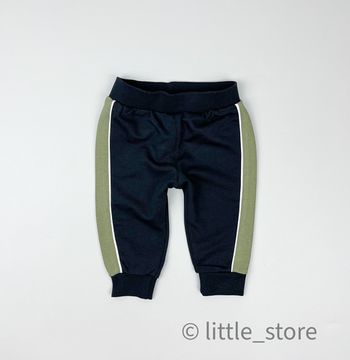 Штанишки из футера "Мишка и скейтборд" темно-оливковые