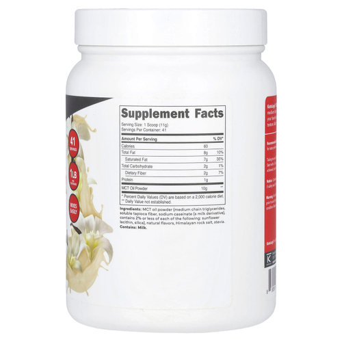KetoLogic, порошок из масла MCT, со вкусом французской ванили, 454 г (1 фунт)