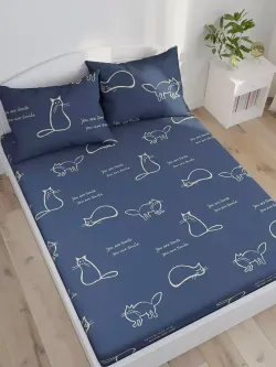 Постельное белье Полисатин Мечта "Котики" евро Наволочка 50х70 см 2 шт Простынь на резинке 180x200 см Пододеяльник 200x215 см
