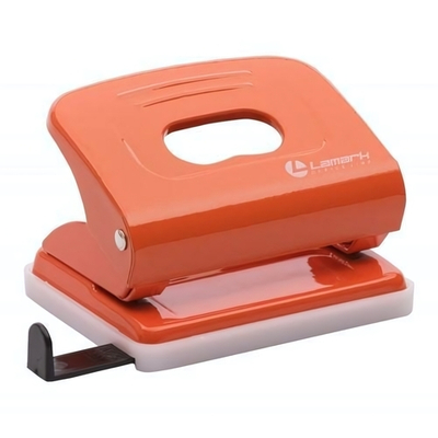 Дырокол 20л с линейкой Mettallic оранжевый (Lamark)