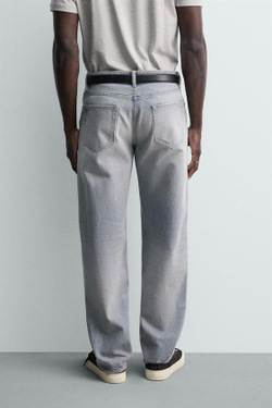 ZARA ДЖИНСЫ STRAIGHT FIT, СТАЛЬНОЙ СИНИЙ
