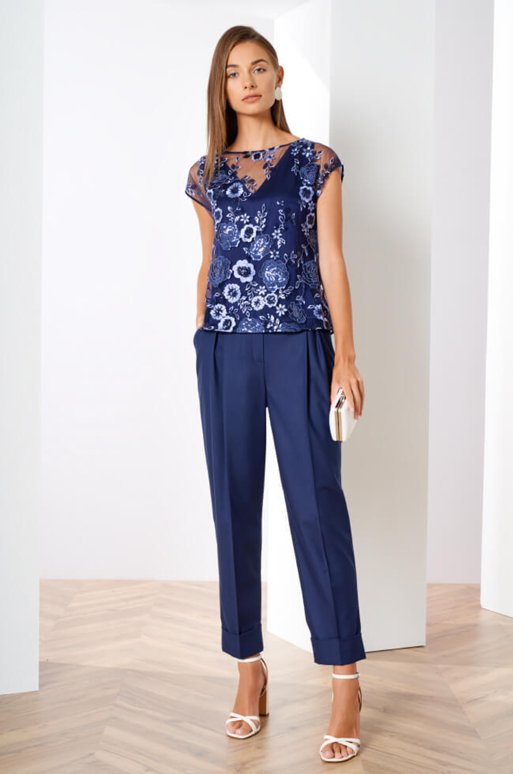 22353 Блузка женская (т.синий принт)