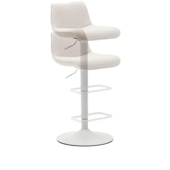 Барный стул Zenda 64-86 см, бежевая синель, белая ножка