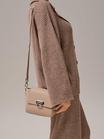Сумка кожаная кросс-боди 3520 розово-бежевый/бизон