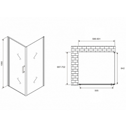 Душевой уголок Abber Sonnenstrand 60х85 AG04060M-S85M профиль Хром стекло матовое